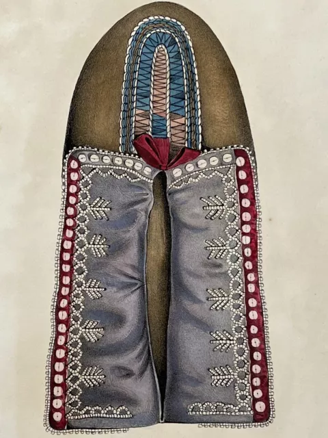 Original 1850 Seneca Native American Moccasin Print,Indian,Old,New York,NY Shoe