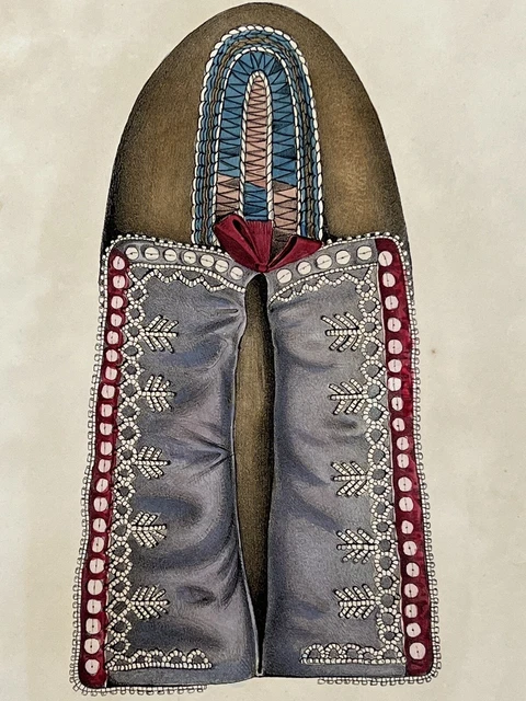 Original 1850 Seneca Native American Moccasin Print,Indian,Old,New York,NY Shoe