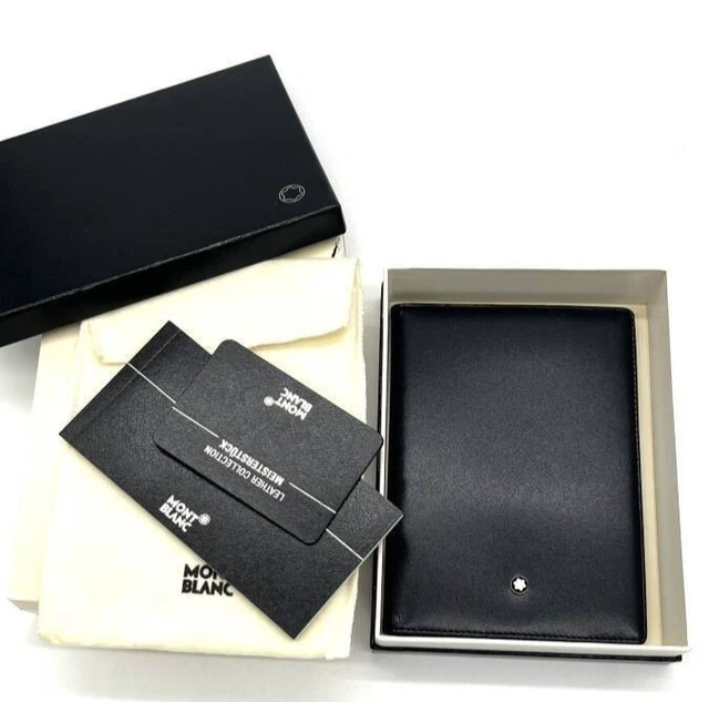 MONTBLANC PASSPORT CASE de cuero plegable negro Passport Cover EUR
