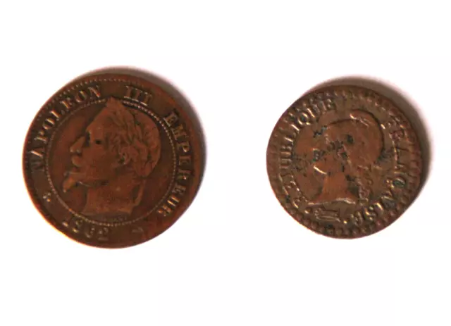 Un 1 Centime An 7 A Dupré et 2c Napoléon III 1862 K