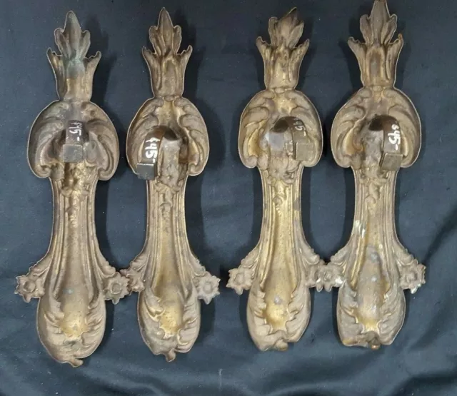 4 Antique Art Nouveau Ornate Brass Curtain Tie Backs 5