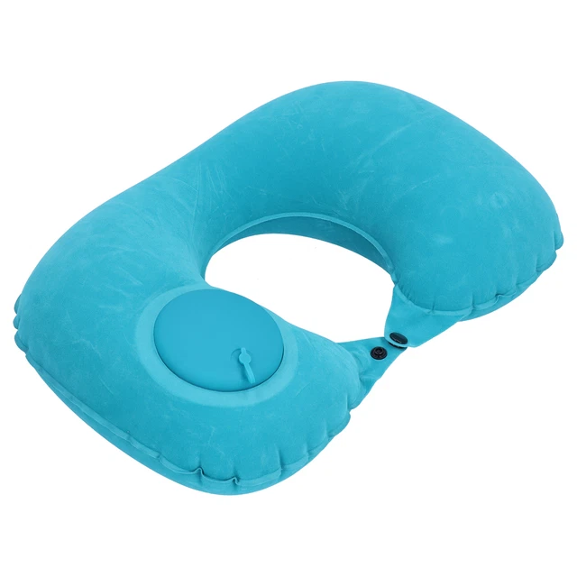 Inflatable Air Pillow U Shaped Press Inflation Mint Green Accessory For Airplane