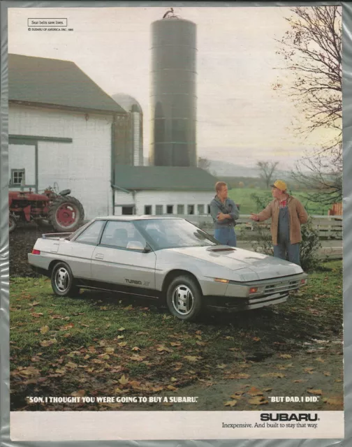 1986 SUBARU TURBO XT advertisement, Subaru XT  turbo, down on the farm, Farmall