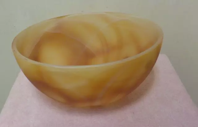 Murano Lavorazione A Mano Arte Glass Bowl 12" Gold  Swirl   Italy MCM