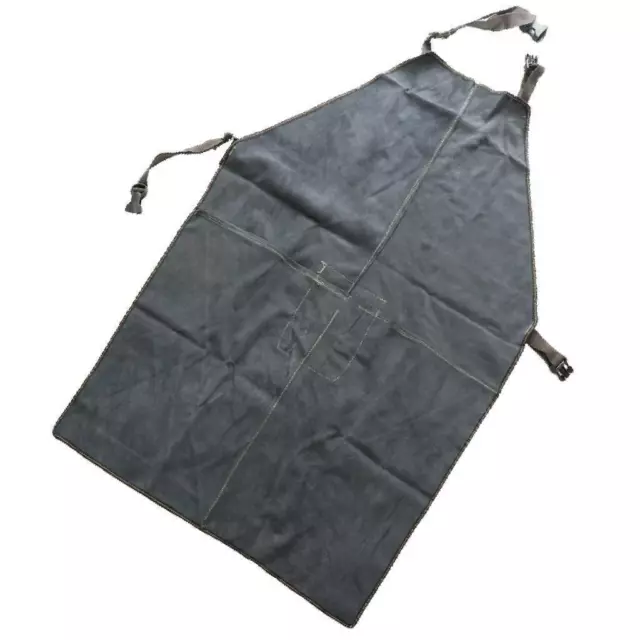 Welder Apron Heat Insulation Welding Artificial Cowhide Dark Blue 90x60cm