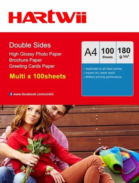 A4 180Gsm Both Sides High Glossy Photo Paper Inkjet Printed Paper Hartwii