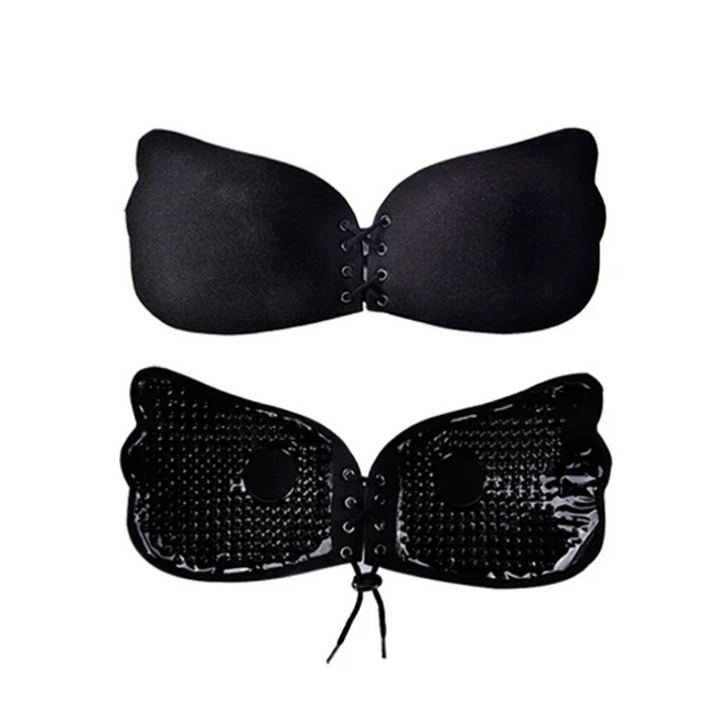 Reggiseno estivo push up coppa B silicone autoadesivo reggiseno invisibile (nero)