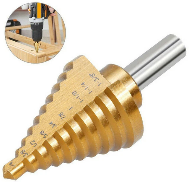 10Steps Step Drill Bit 1/4" to 1-3/8" HSS High Speed Titanium Quick Change Shank