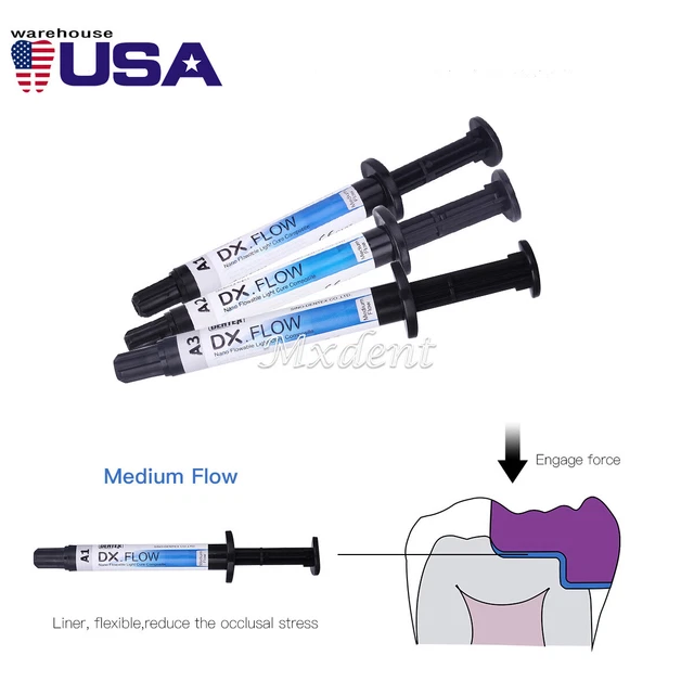 DX.FLOW DENTAL FLOWABLE Cure Light Composite Resin A1 A2 A3 3g
