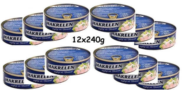 9,72Eur/kg) 12x Fisch Skumbrija Atlantisch Makrelen in Öl  12x 240g