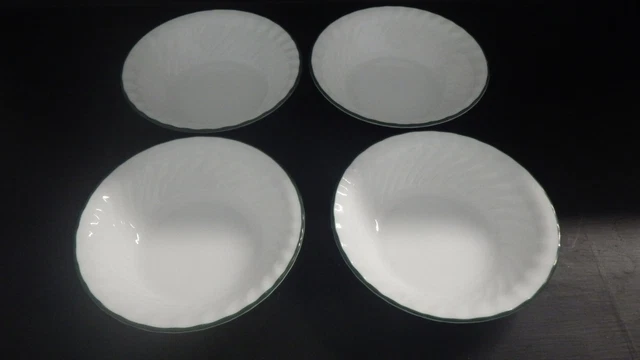 Corelle Callaway soup cereal swirl bowls by CORNING green trim 4 7" bowls