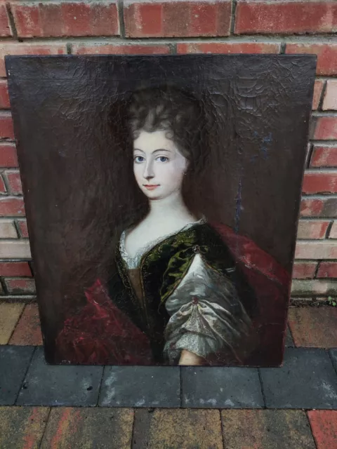 Antique portrait painting of a young lady - Godfrey Kneller style - A/F