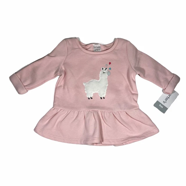 Carter’s Sweater Girls Pink Llama 9M Top Only Shirt
