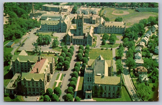 Postcard Chestnut Hill MA Aerial View of Boston College 1957