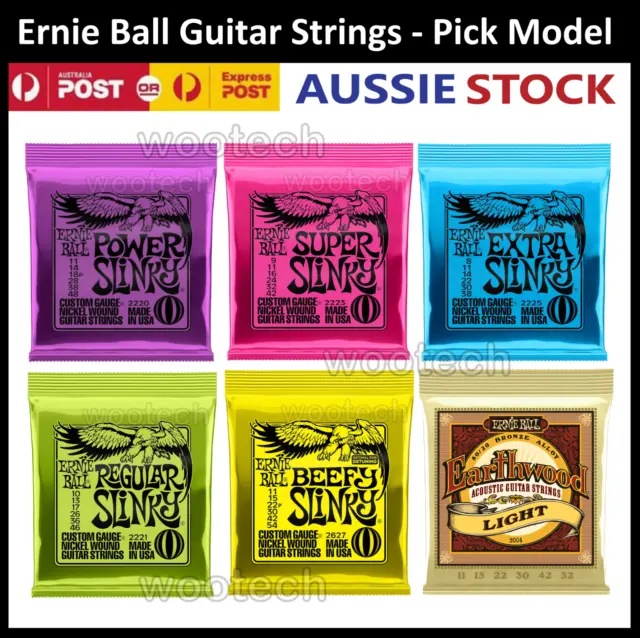 Ernie Ball Guitar Strings Electric Slinky 2220 2223 2221 2627 2004 2225 AU STOCK