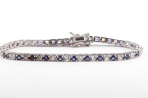 Armband 925 er Sterling Silber synth. Saphir und Zirkonia Länge 17cm! *