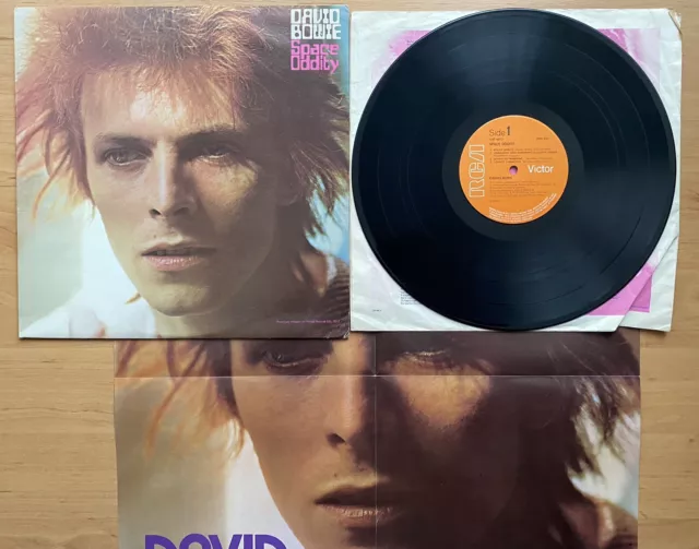 David Bowie - Space Oddity LP 1972 RE Vinyl UK VG+/VG+ 2E With Inner & NM Poster