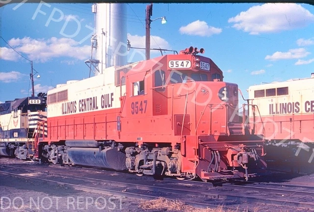 ORIGINAL SLIDE ICG Illinois Central Gulf GP38 9547;Council Bluffs,IA;March 1976