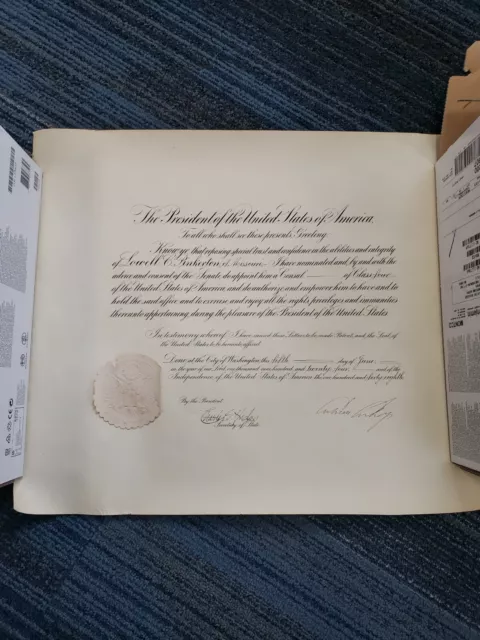 Calvin Coolidge signed appointment document w. secretary of state Hughes