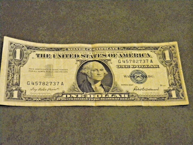 1957A US $1 One Dollar Silver Certificate Blue Seal Circulated  82