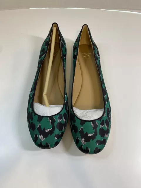 Ann Taylor Leiah Womens Size 8.5 M Green Leopard Print Slip On Ballet Flats NWOB