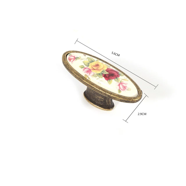 HG Flower Ceramic Bronze DIY Door Handles Cabinet Cupboard Drawer Knobs Pull