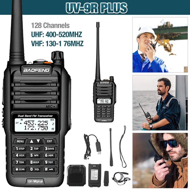 Baofeng UV-9R Plus Walkie Talkie Dual Band Handheld Two Way Radio IP67 VHF UHF