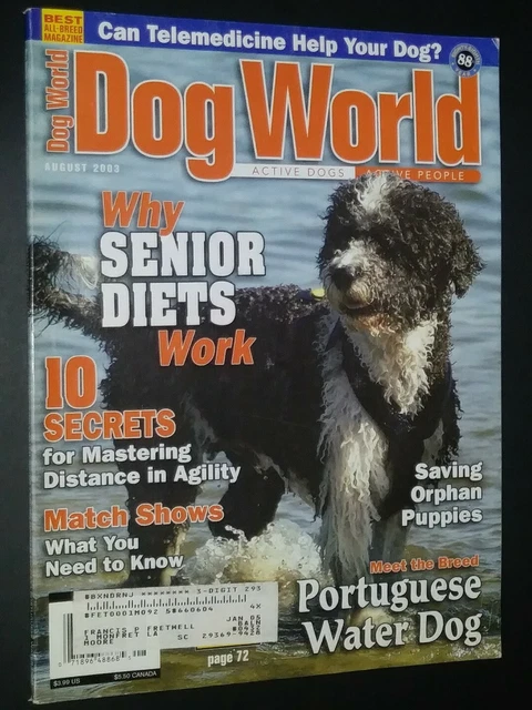 Dogs World Illustrated Magazine Portugese Water Dog Cover + Articles Aug 2003
