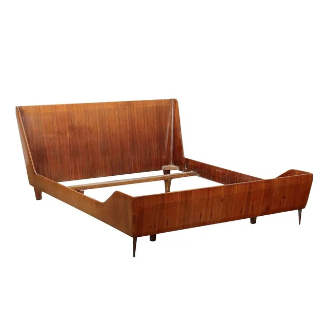 Letto Vintage Impiallacciato in Legno Esotico Italia Design Anni 60