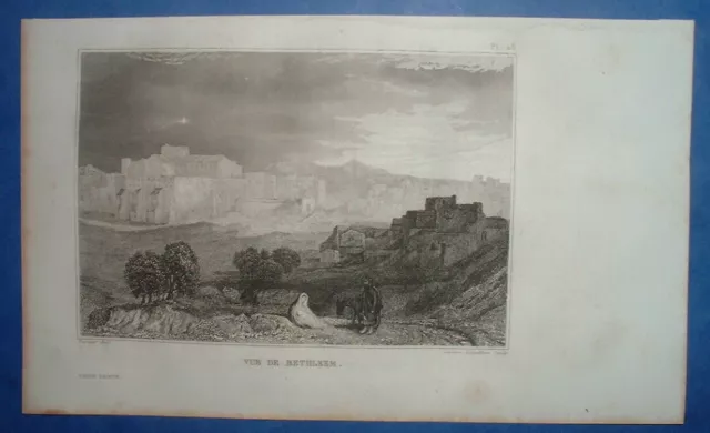 CLA 097 GRAVURE 1844 VUE DE BETHLEEM - judaica