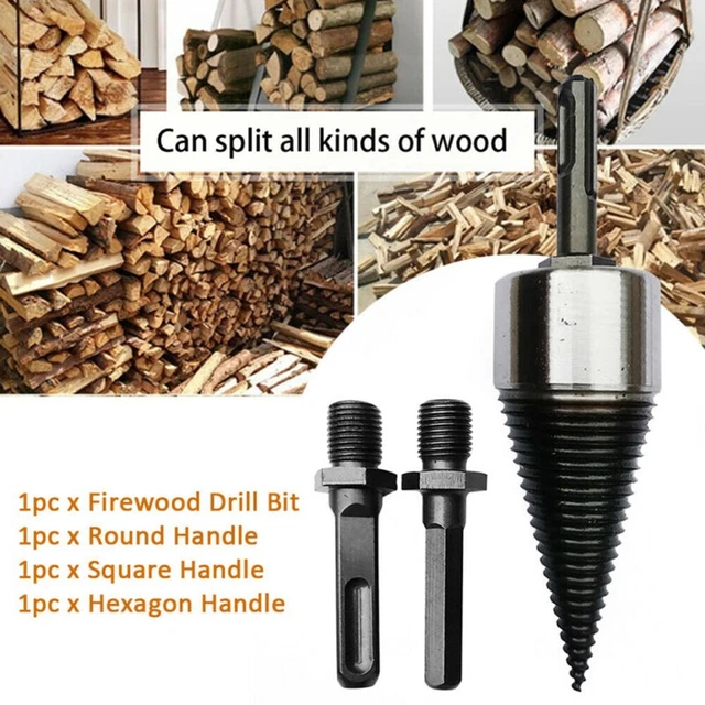 Fendeur à Bois Conique 42 Mm - Pour Perceuse, Avec Gants & Adaptateurs - Coupe Bûches Pour Jardin, Camping
