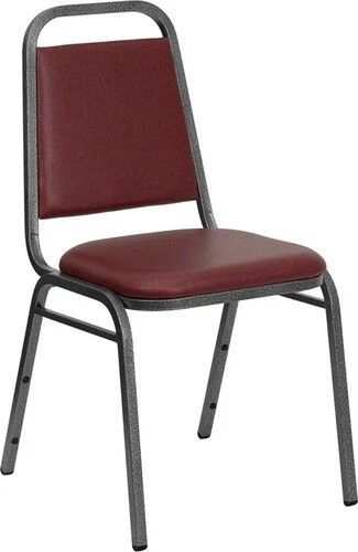 10 PACK Banquet Chair Burgundy Vinyl Restaurant Chair Trapezoidal Back Stacking