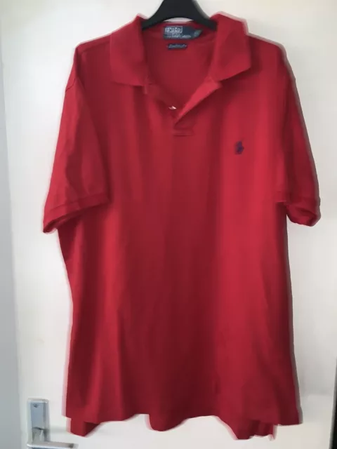 Polo Homme Ralph Lauren Manches Courtes Taille 2XL Rouge Logo Bleu Marine