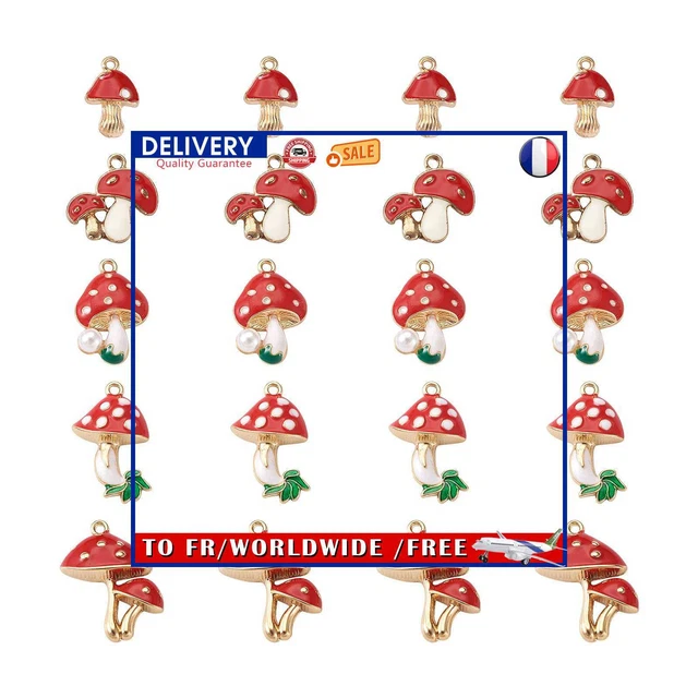 Mushroom Pendant Charms - 20 Pieces DIY Pendant Making Ornament Jewelry Findings
