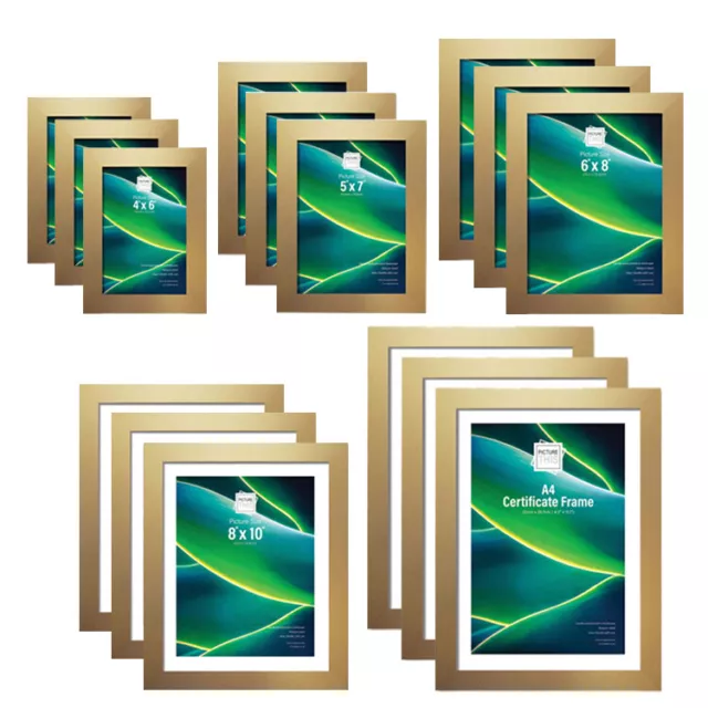 Gold Picture Photo Frames GLASS Frameset Wall Portrait Assorted Sizes JOB LOT