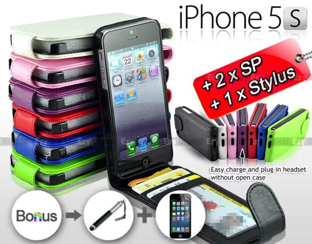NEW Premium Leather Wallet Flip Credit ID Card Case Cover For New iPhone 5 5S 5G
