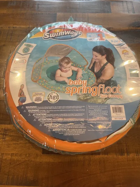 SwimWays Baby Spring Pool Float Sun Canopy - Swim Step 1 - 9-24 Months Orange