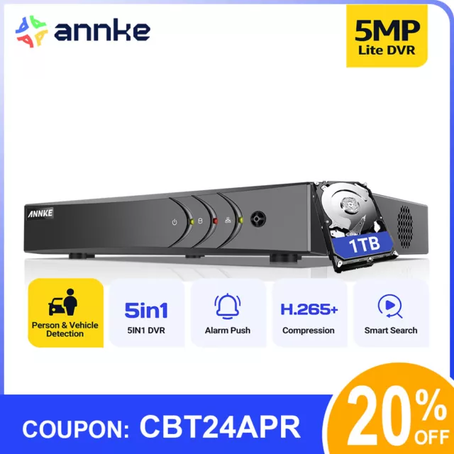 ANNKE 5MP Lite 8CH DVR Recorder HDMI H.265+ for Security Camera CCTV System