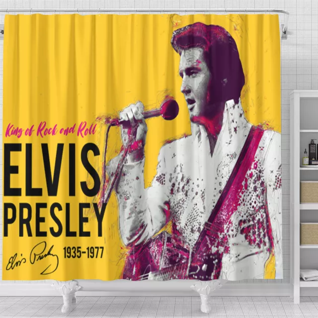 Elvis Presley King of Rock and Roll Music Art Print Shower Curtain Sets