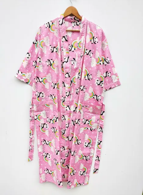 Resort Wear Cotton Kimono Robe Beach Wear Baby Panda Print Girls Wear Kimono