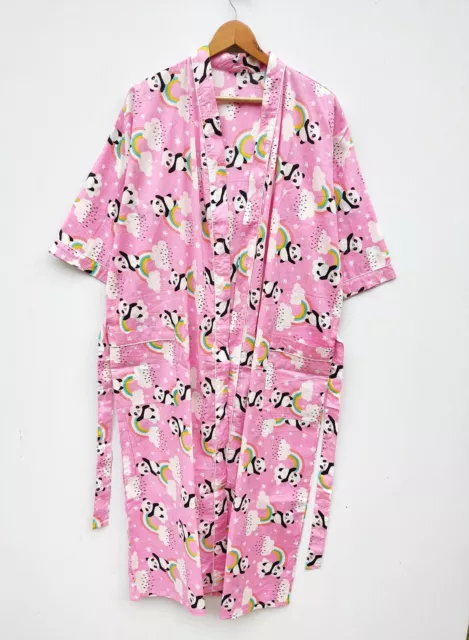 Resort Wear Cotton Kimono Robe Beach Wear Baby Panda Print Girls Wear Kimono