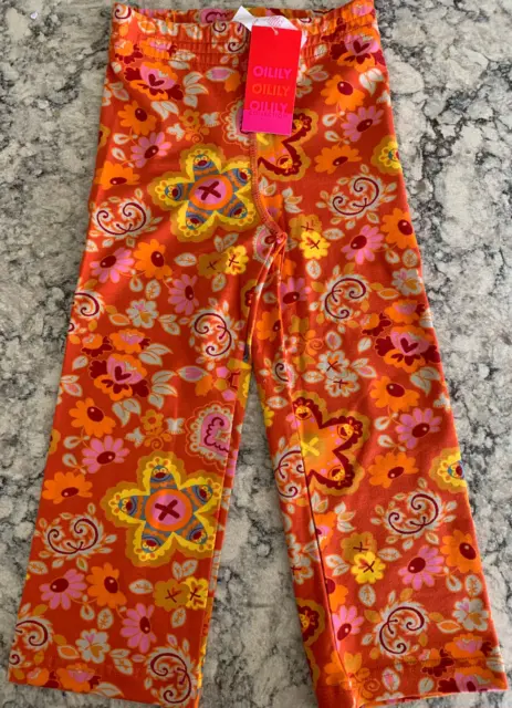 New with Tag Girls sz 104 (4 yrs) OILILY Leggings Pant Orange floral print