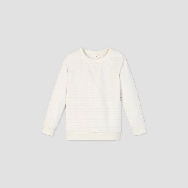 Girls Ivory Sherpa Pullover Cat & Jack Size L 10/12
