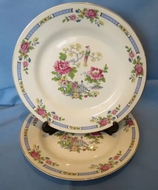 Vintage Nelson Ware TSING DINNER PLATE x2 25.5cm  1930s Japan Garden Chinoiserie