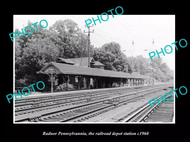 OLD LARGE HISTORIC PHOTO OF RADNOR PENNSYLVANIA THE RAILROAD STATION c1960