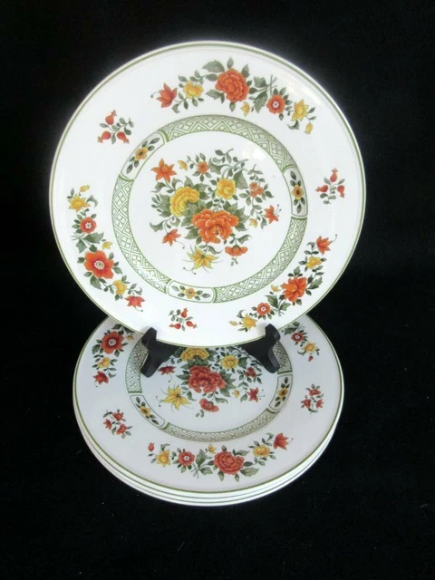 Villeroy & Boch Mettlach Summerday Set of 4 Dinner Plates Orange Yellow Floral