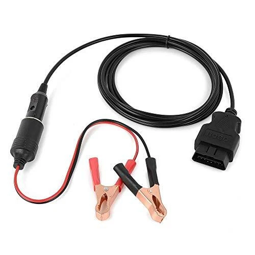 9.8Ft OBD II Vehicle Emergency Power Supply Cable Memory Saver with12V Alligator