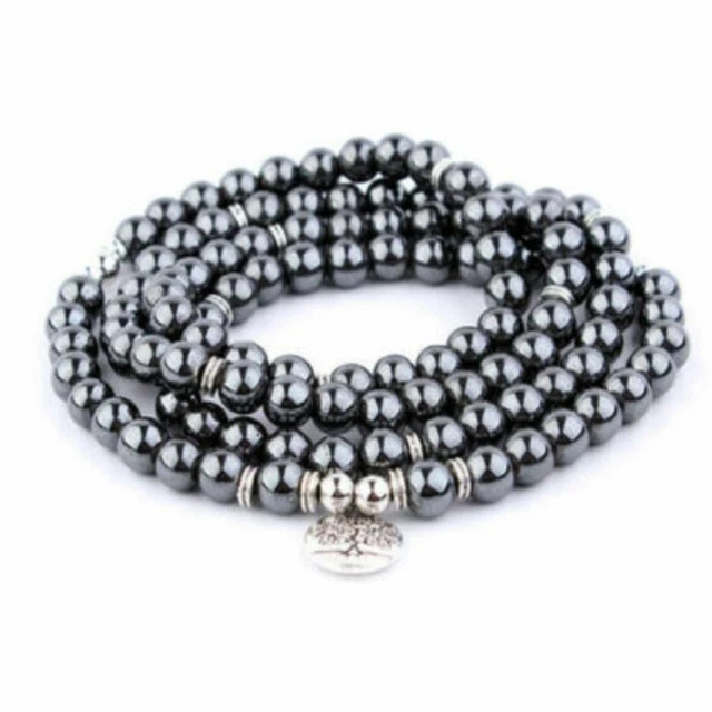 6mm Natural 108 knot Hematite gemstone beads tree necklace Chakra Zodiac Choker