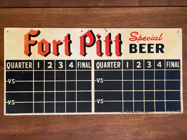 Vintage Fort Pitt Special Beer Double Sided Football/Baseball Tin Sign 1949