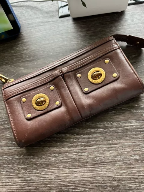 Marc By Marc Jacobs Brown Long Wallet With Double Turn Locks Rare Style